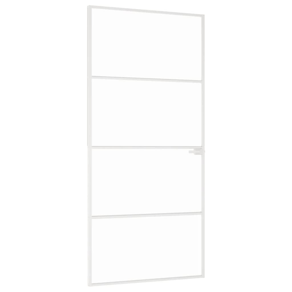 VidaXL Binnendeur 93x201,5 cm gehard glas en aluminium klein wit