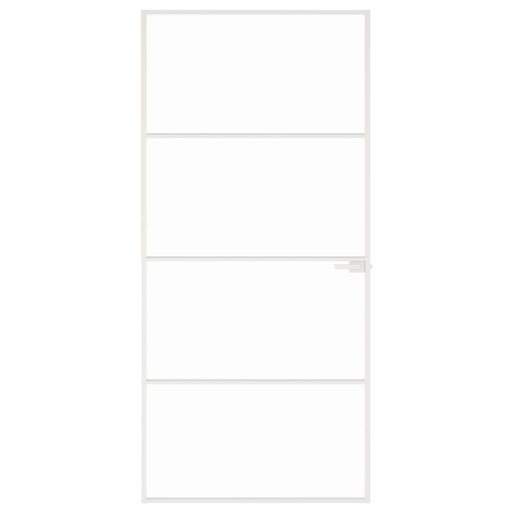 VidaXL Binnendeur 93x201,5 cm gehard glas en aluminium klein wit