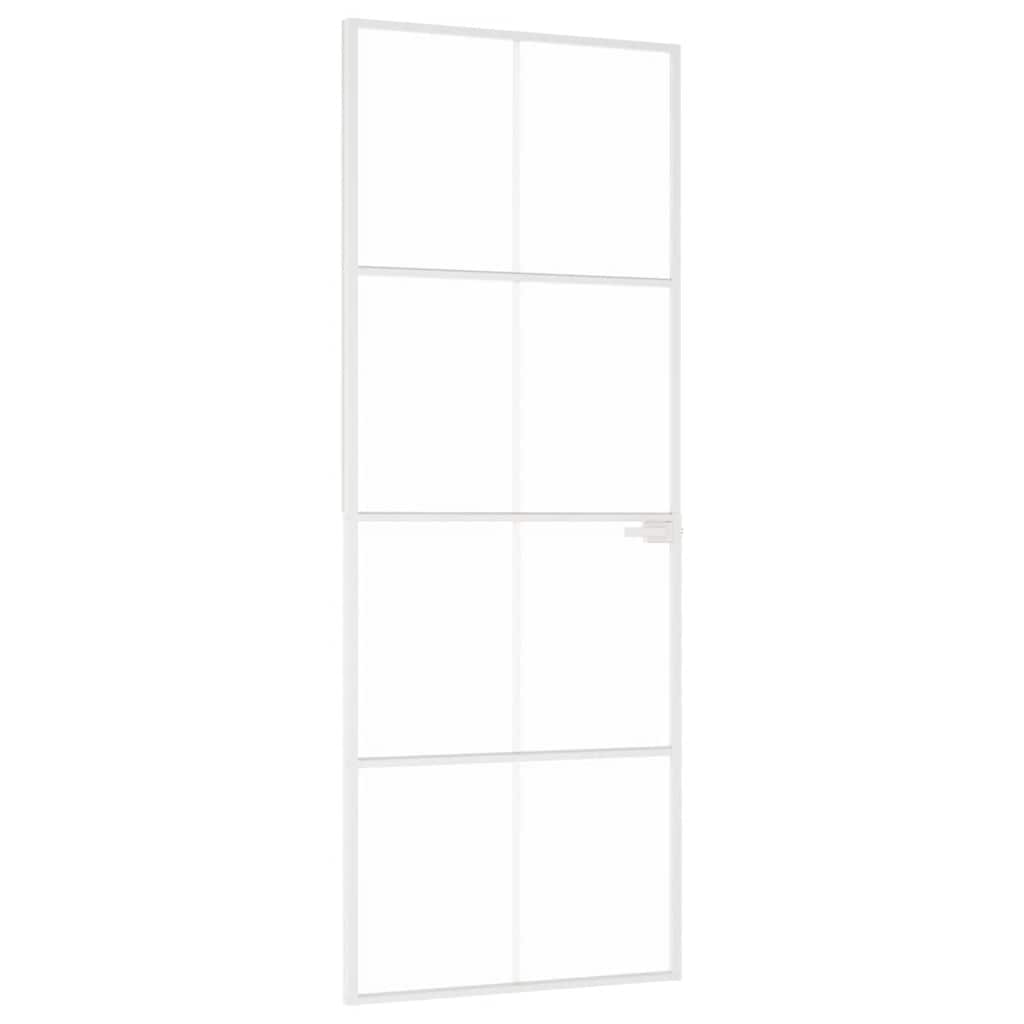 VidaXL Binnendeur 76x201,5 cm gehard glas en aluminium klein wit