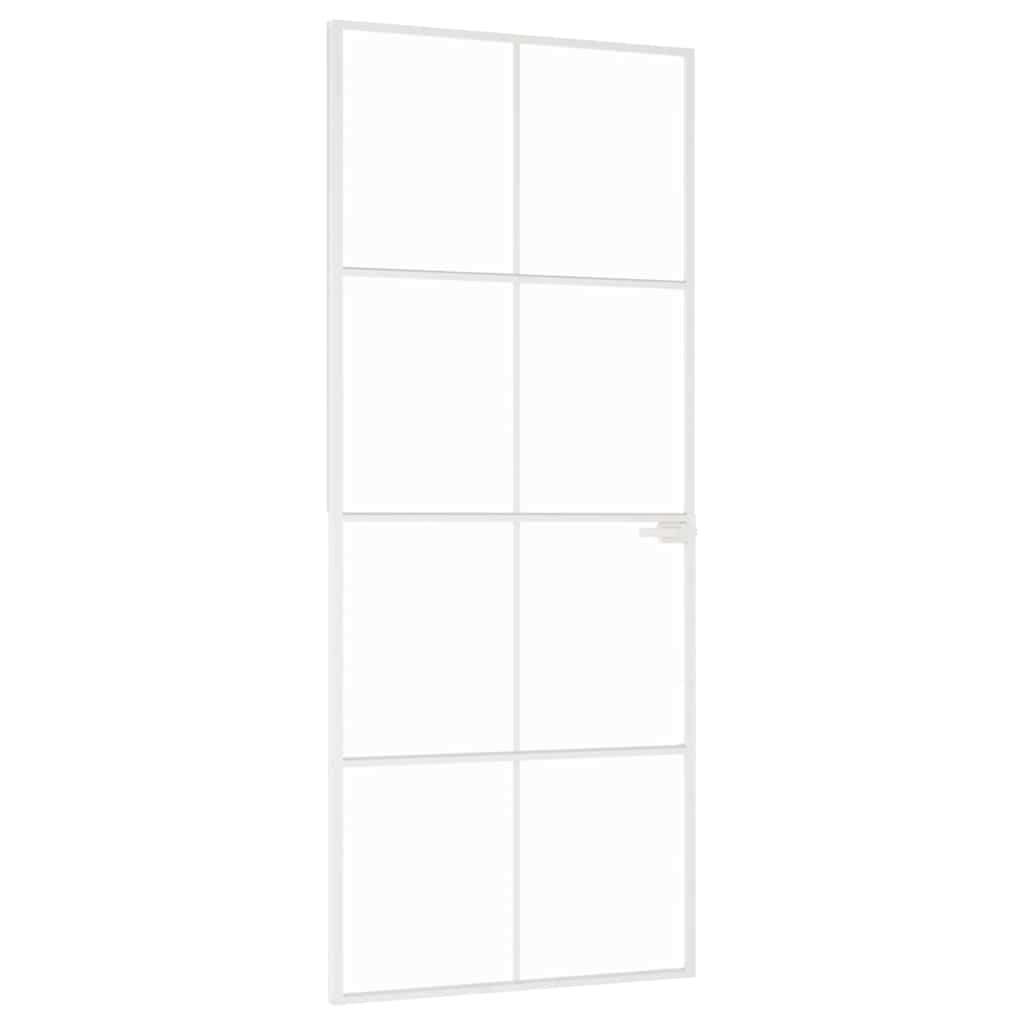 VidaXL Binnendeur 83x201,5 cm gehard glas en aluminium klein wit