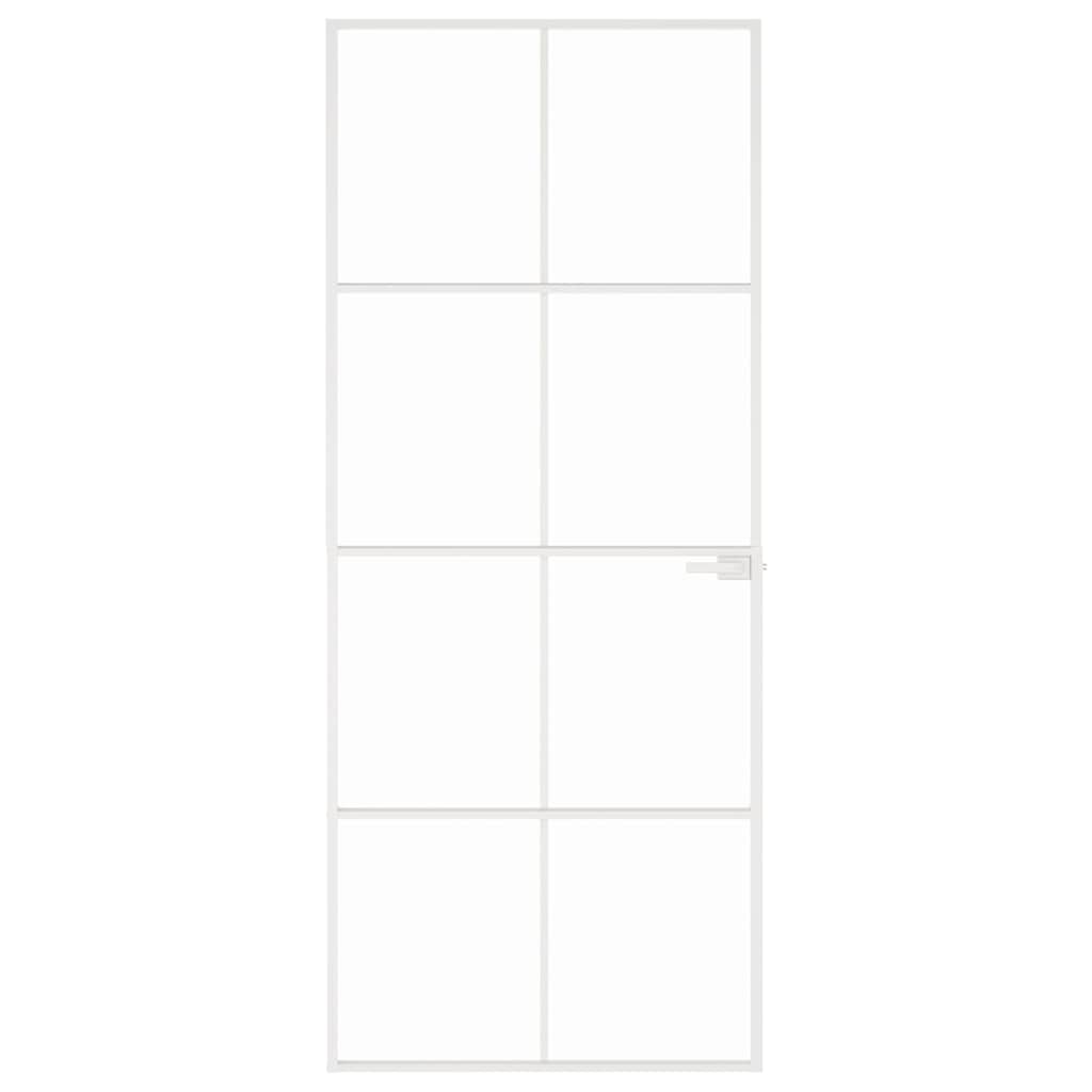 VidaXL Binnendeur 83x201,5 cm gehard glas en aluminium klein wit