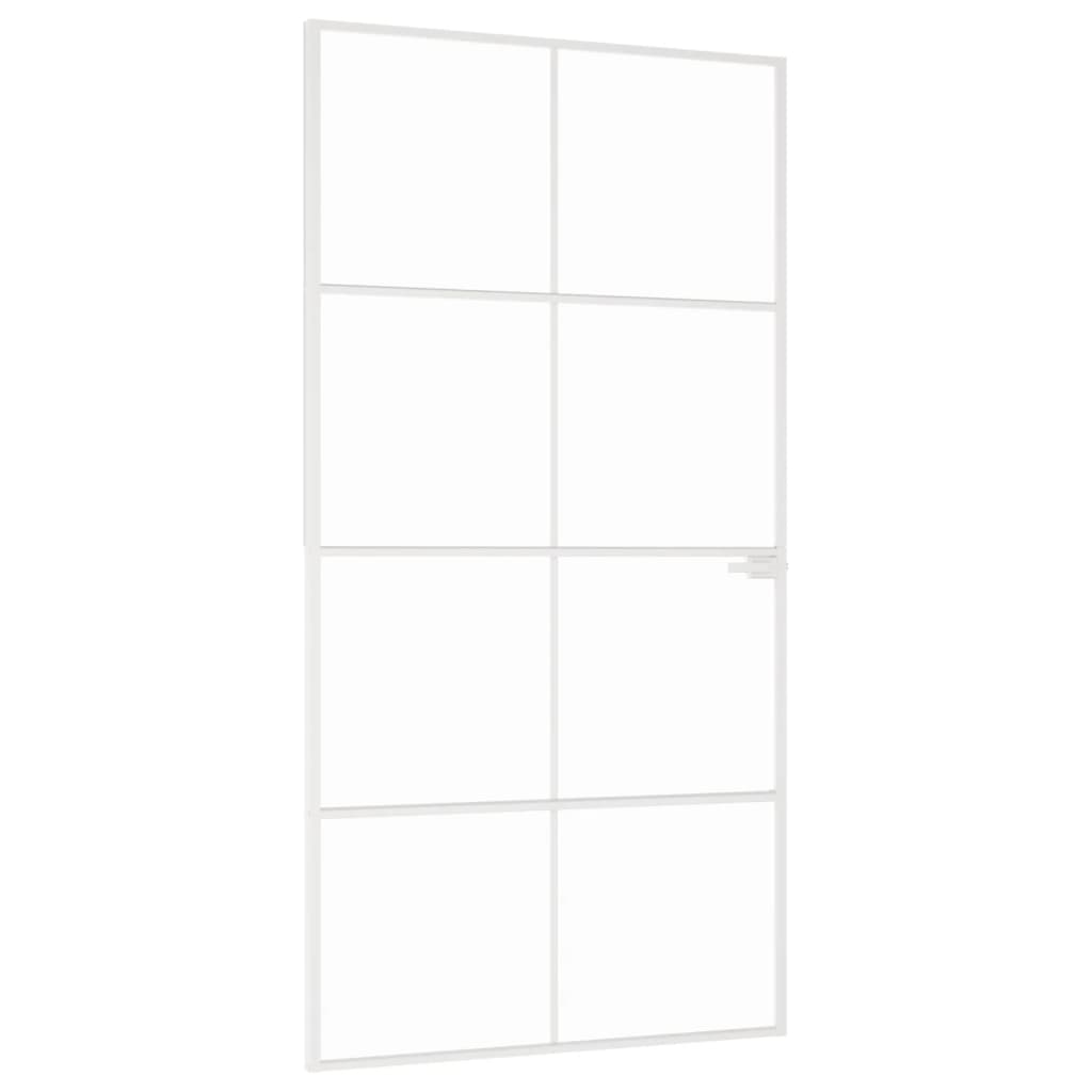 VidaXL Binnendeur 102x201,5 cm gehard glas en aluminium klein wit