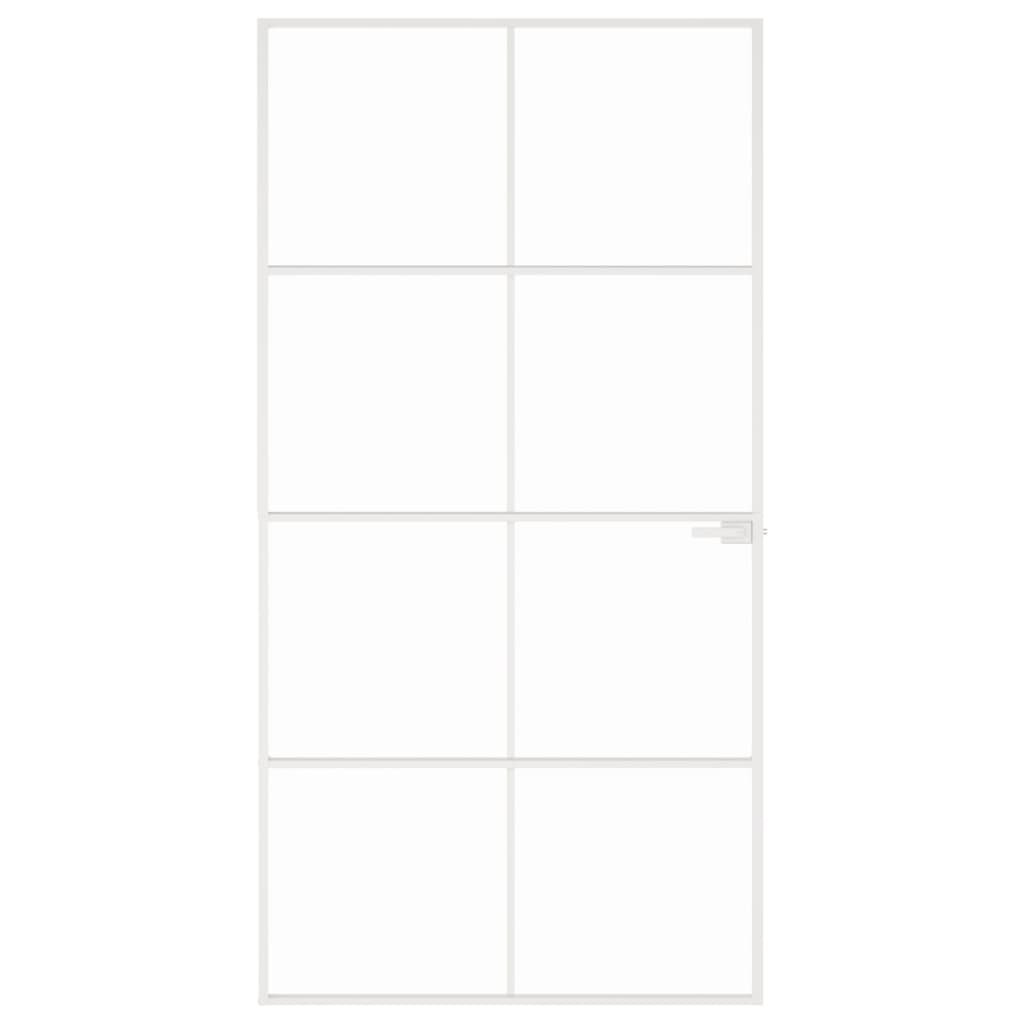 VidaXL Binnendeur 102x201,5 cm gehard glas en aluminium klein wit
