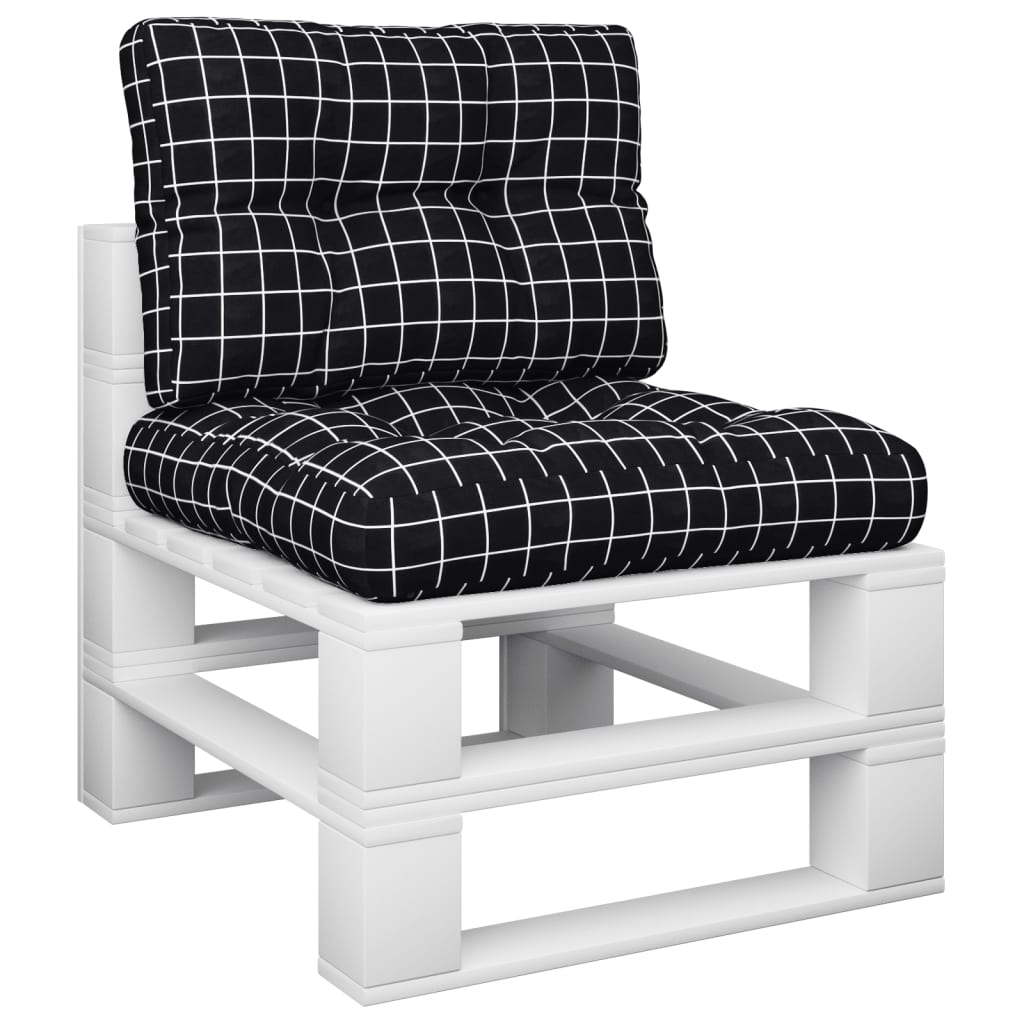 VidaXL Palletkussens 2 st stof ruitpatroon zwart