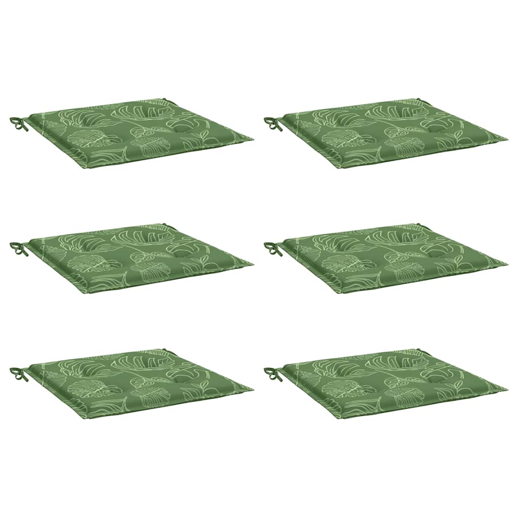 Vidaxl stoelkussens 6 st bladpatroon 40x40x4 cm stof