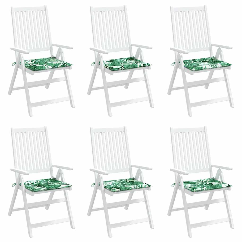 Vidaxl stoelkussens 6 st bladpatroon 50x50x3 cm stof