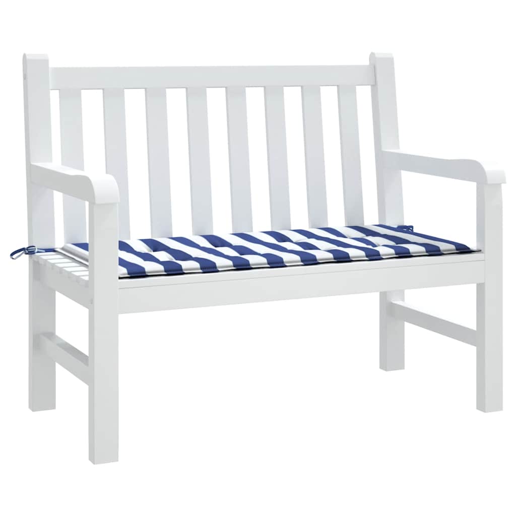Vidaxl tuinbankkussen gestreept 120x50x4 cm oxford stof wit en blauw