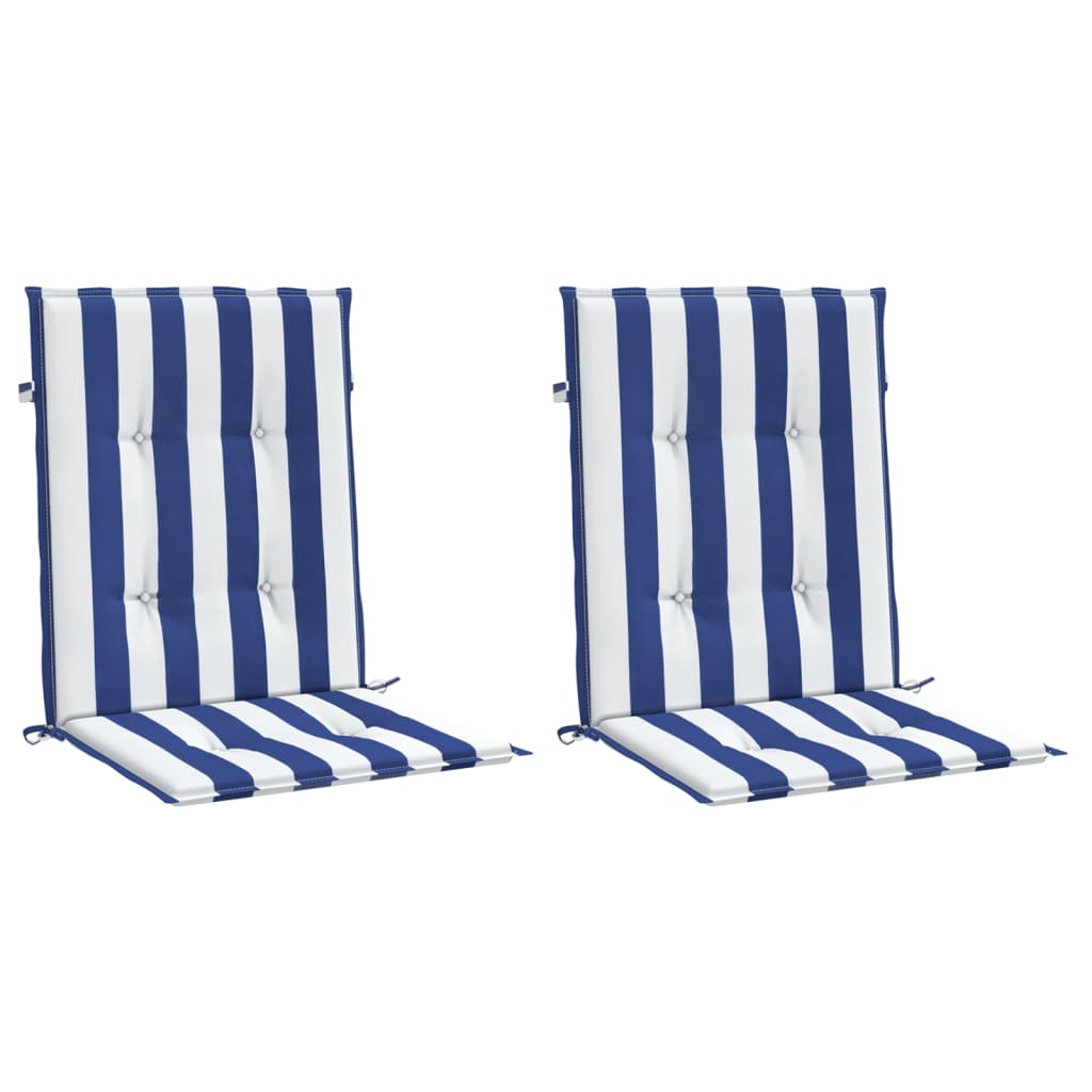 Vidaxl stoelkussens 2 st lage vloerkleed gestreept stof wit en blauw