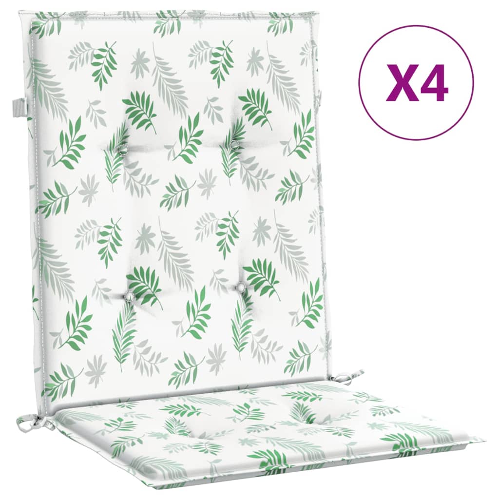 VidaXL Stoelkussens 4 st lage vloerkleed bladpatroon stof