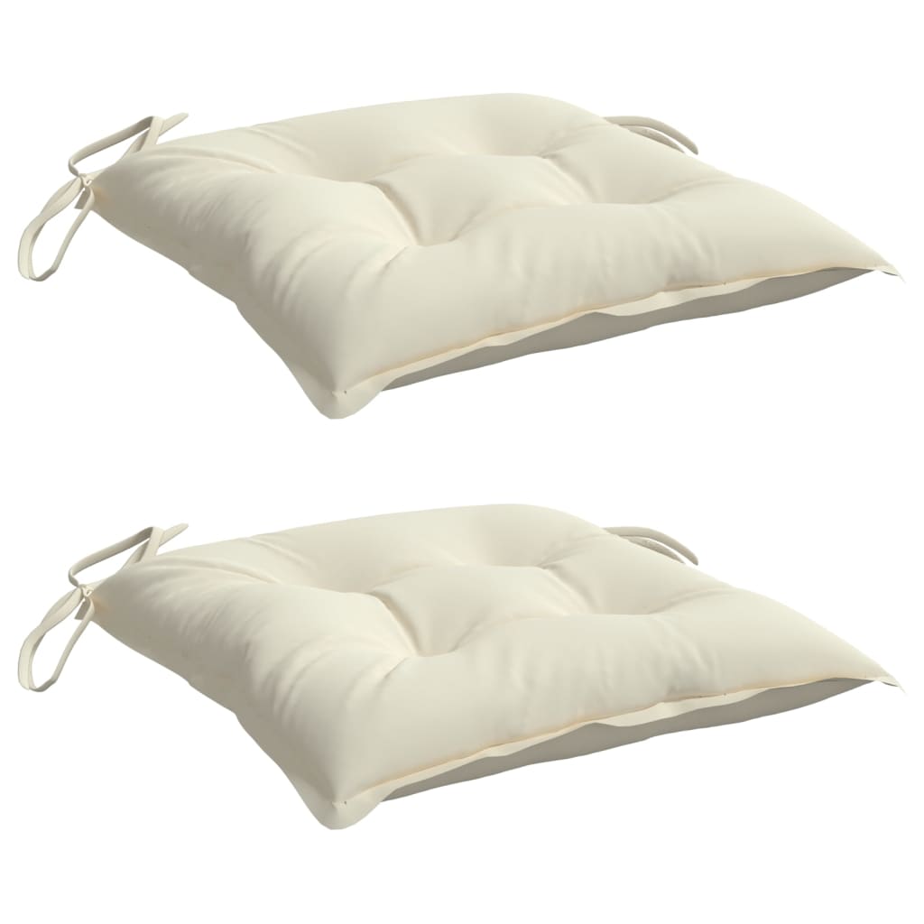 Vidaxl stoelkussens 2 st 40x40x7 cm stof crèmewit