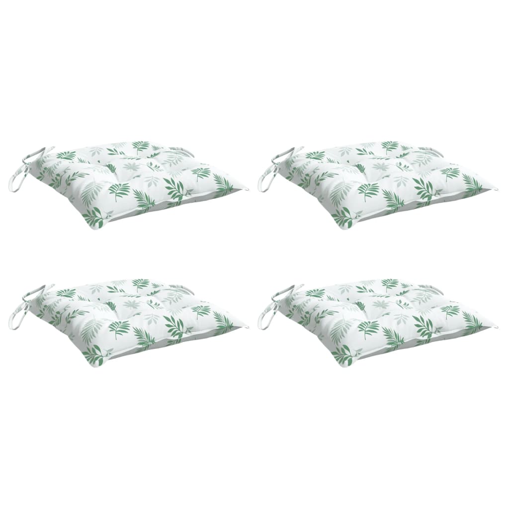 Vidaxl stoelkussens 4 st bladpatroon 40x40x7 cm stof