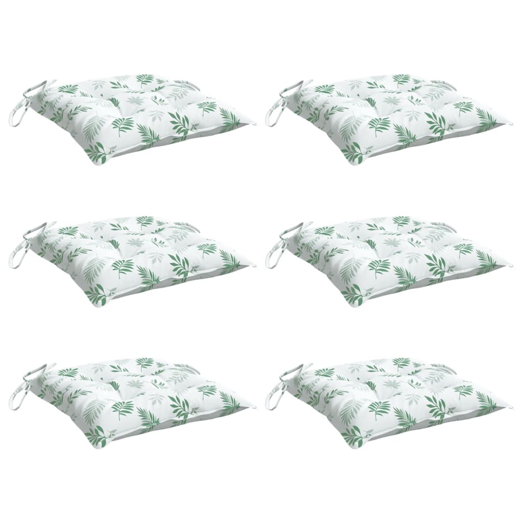 Vidaxl stoelkussens 6 st bladpatroon 40x40x7 cm stof