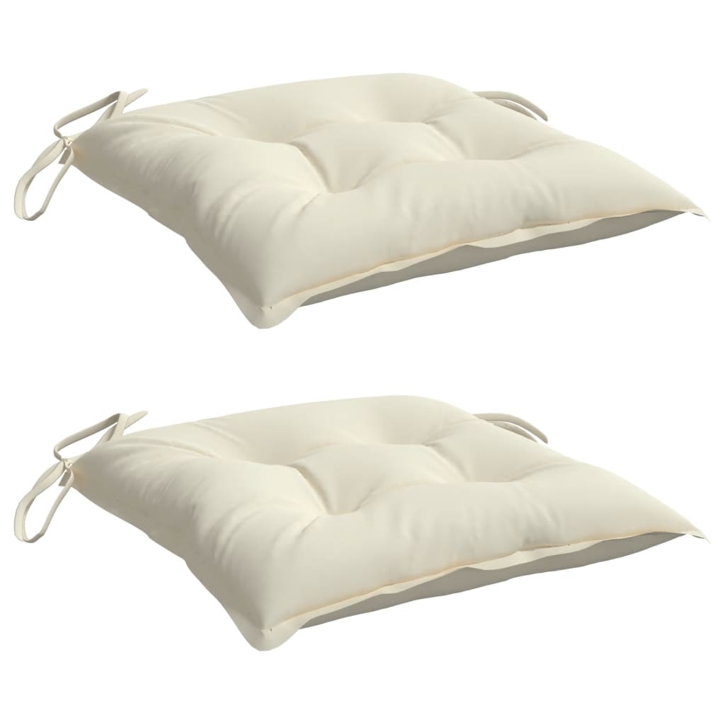 VidaXL Stoelkussens 2 st 50x50x7 cm oxford stof crèmewit