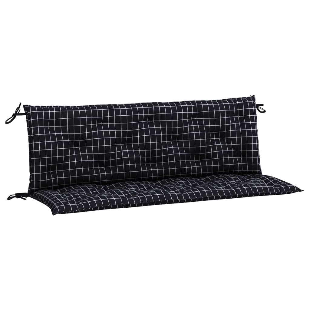 VidaXL Tuinbankkussens 2 st ruitpatroon 150x50x7 cm stof zwart