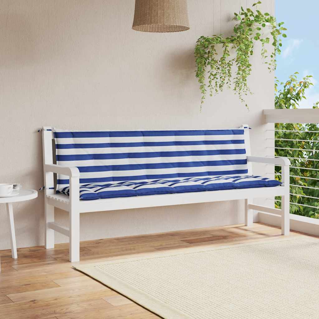Vidaxl tuinbankkussens 2 st oxford stof gestreept wit en blauw