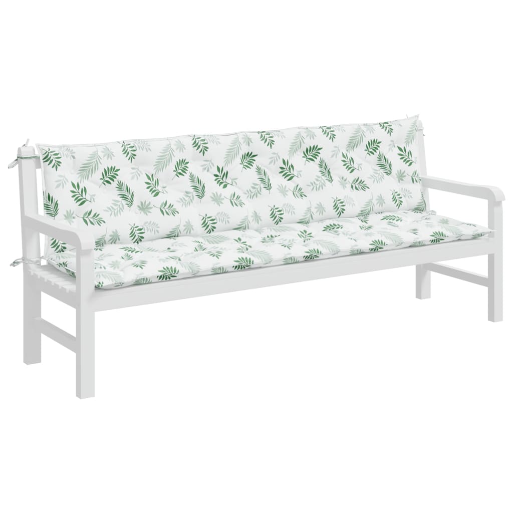 Vidaxl tuinbankkussens 2 st bladpatroon 200x50x7 cm stof