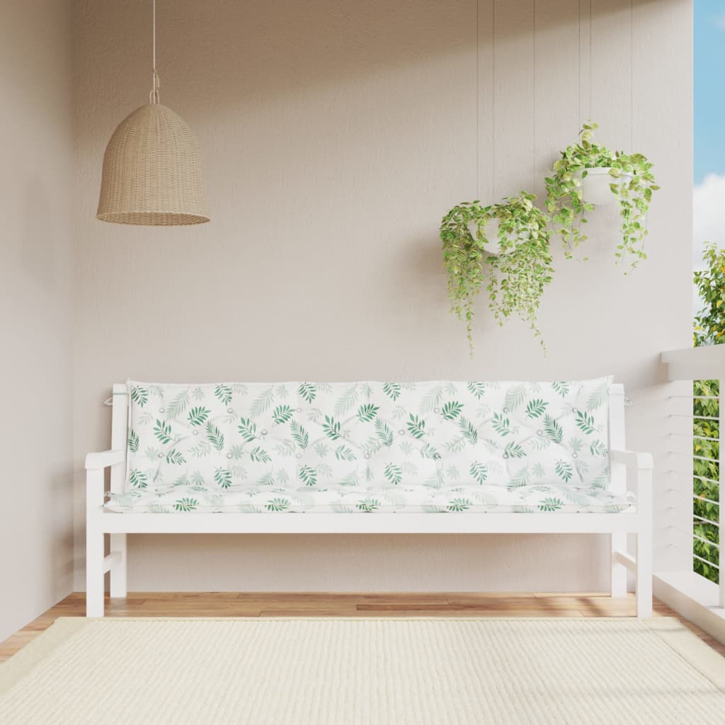 Vidaxl tuinbankkussens 2 st bladpatroon 200x50x7 cm stof