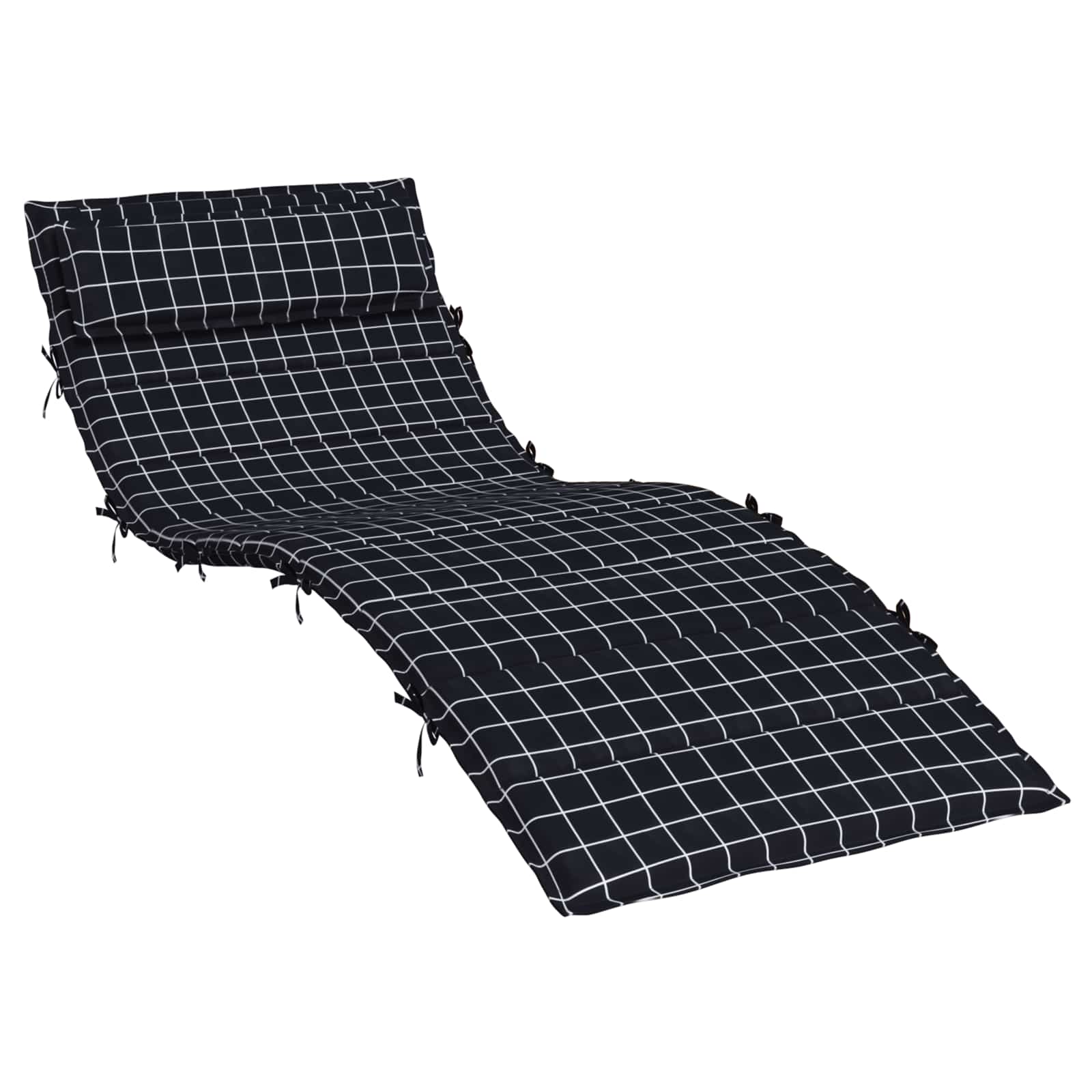Vidaxl zon loungerkussen geruit zwart 178 x 60 x 4 cm oxford stof