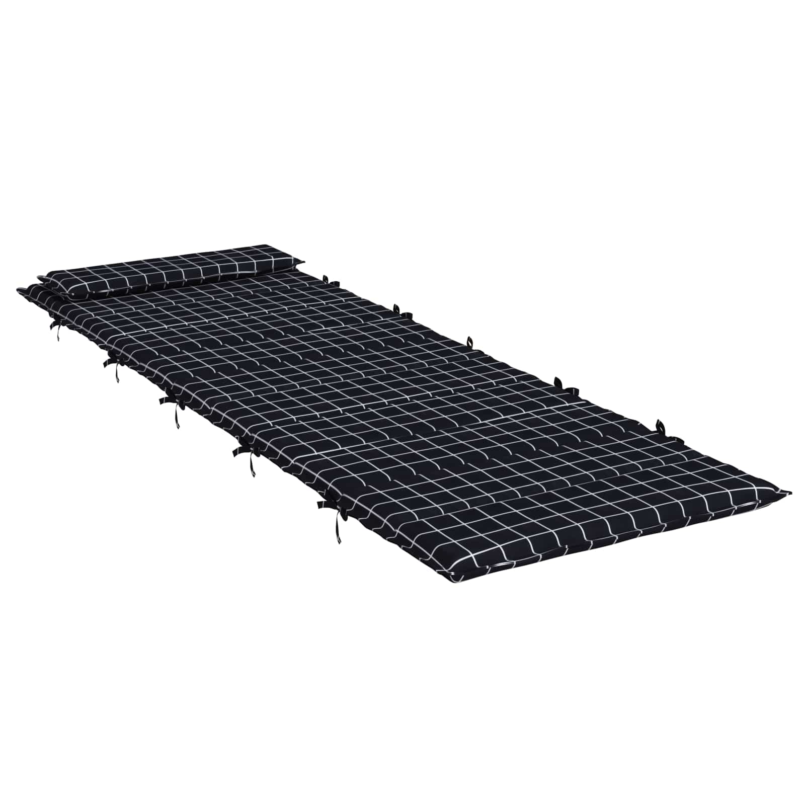 Vidaxl zon loungerkussen geruit zwart 178 x 60 x 4 cm oxford stof