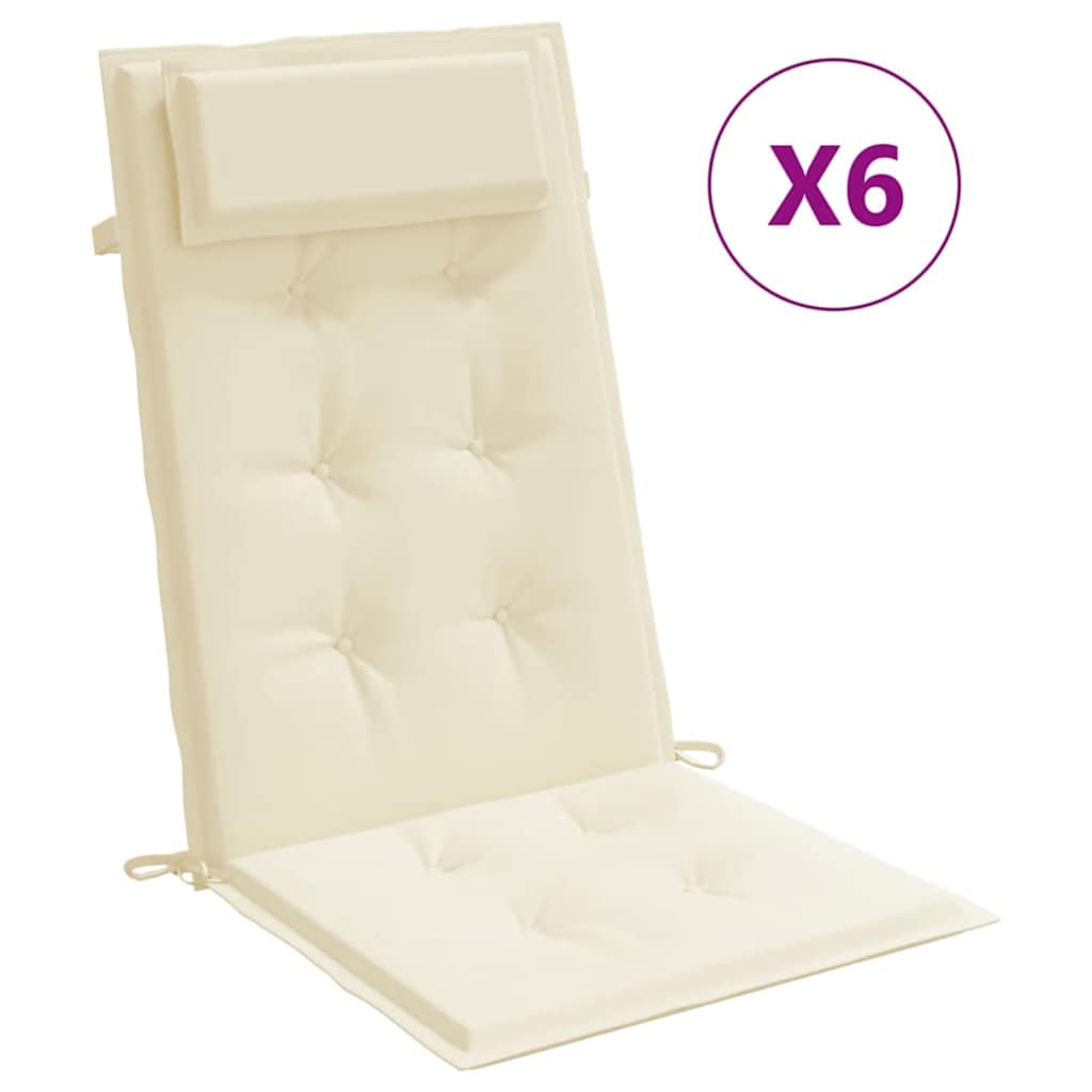 Vidaxl stoelkussens 6 st hoge rug oxford stof crèmekleurig