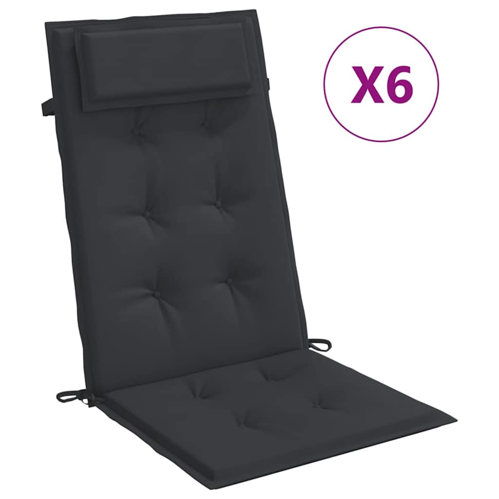 Vidaxl stoelkussens 6 st hoge rug oxford stof zwart
