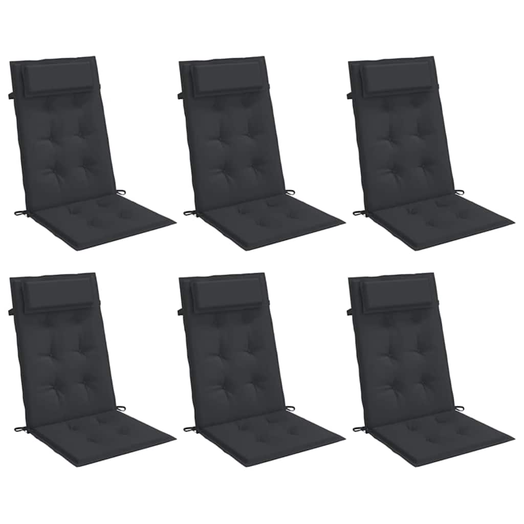 Vidaxl stoelkussens 6 st hoge rug oxford stof zwart