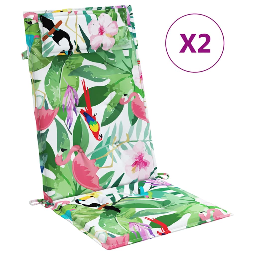 Vidaxl stoelkussens 2 st hoge rug oxford stof meerkleurig