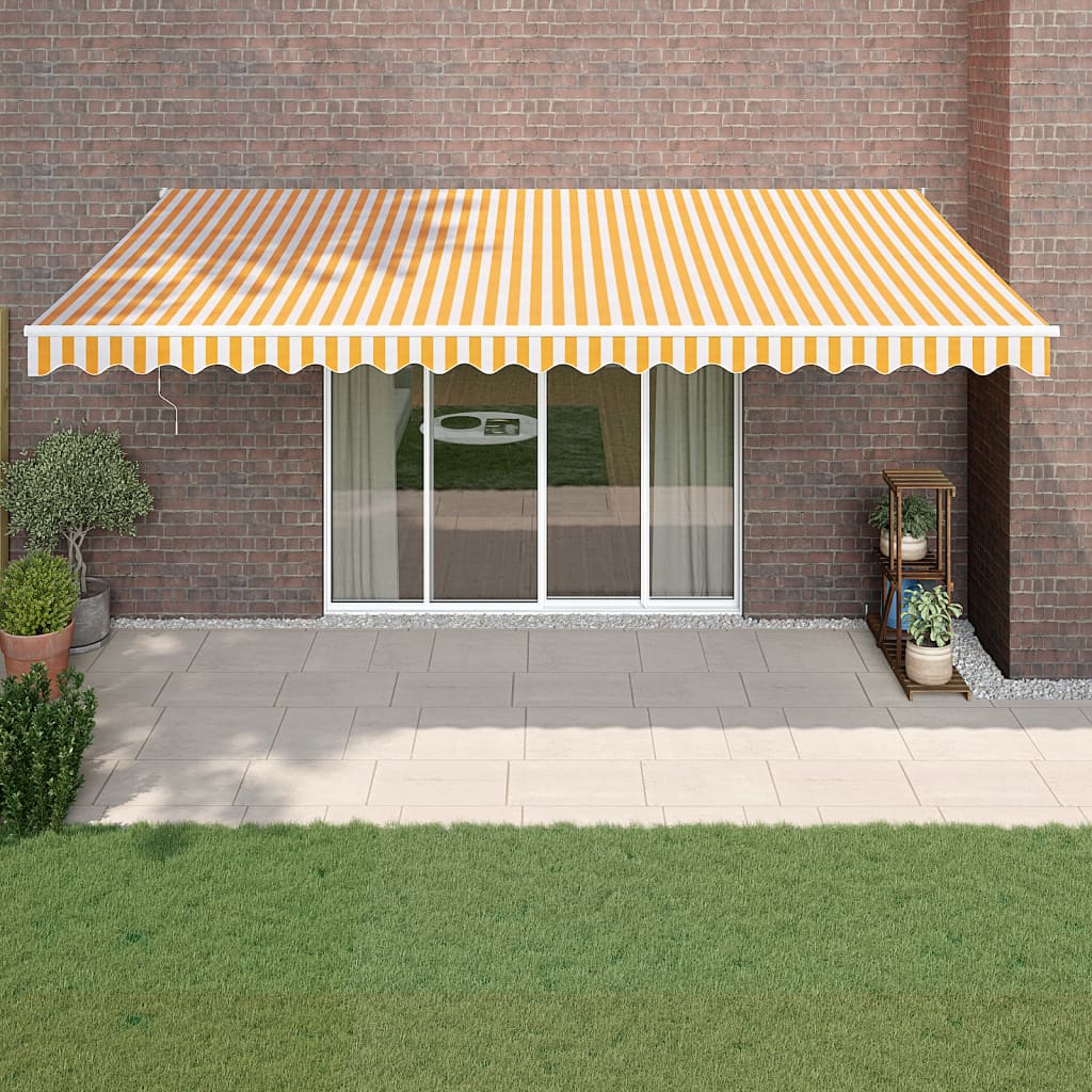 Vidaxl luifel uittrekbaar 5x3 m stof en aluminium geel en wit