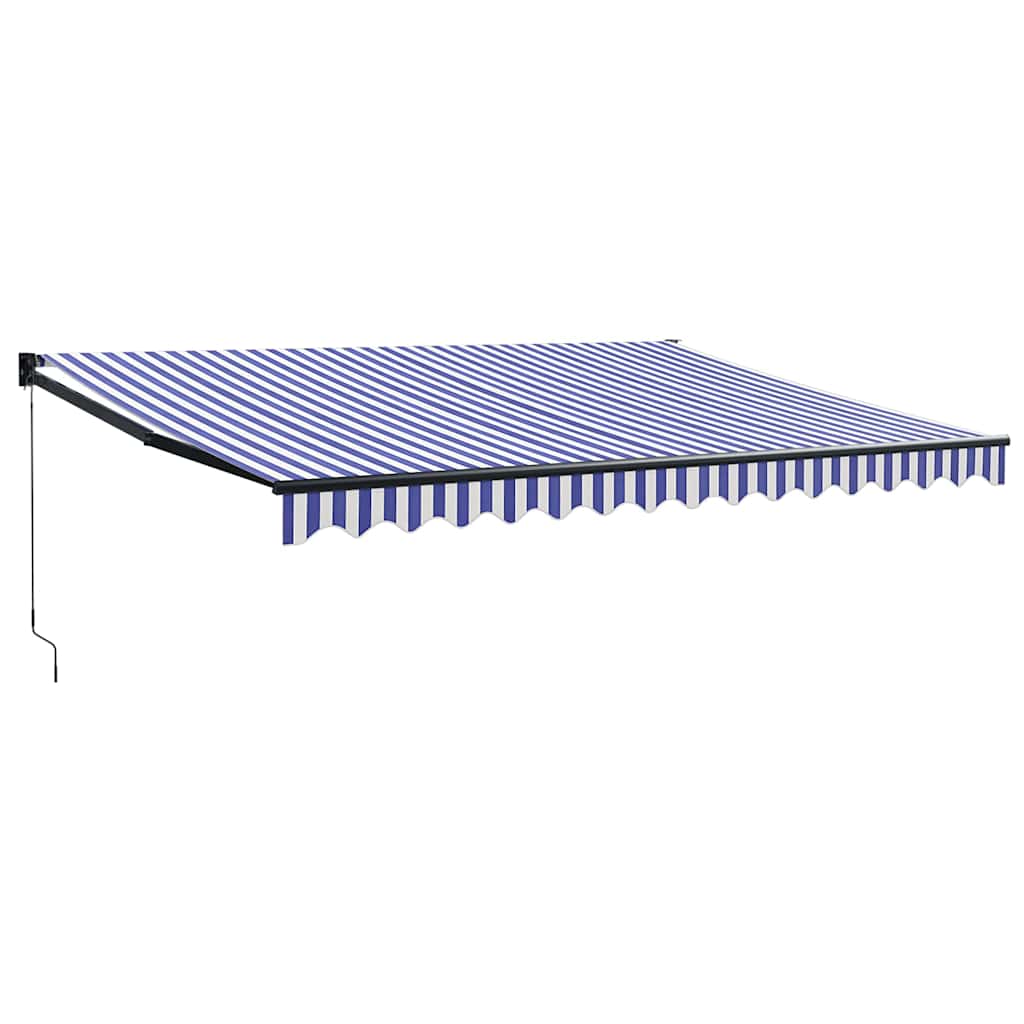 Vidaxl luifel uittrekbaar 4x3 m stof en aluminium blauw en wit