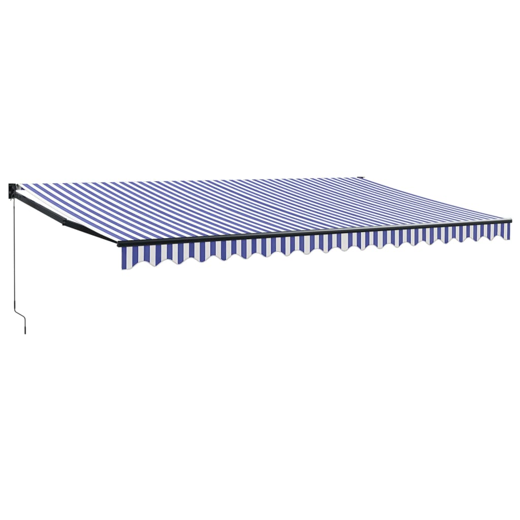 Vidaxl luifel uittrekbaar 5x3 m stof en aluminium blauw en wit