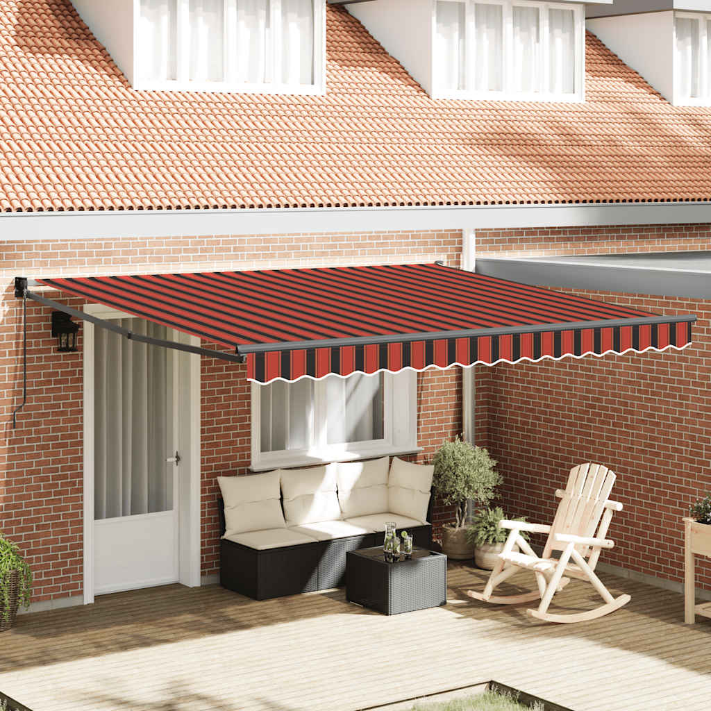 Vidaxl luifel uittrekbaar 4x3 m stof en aluminium oranje en bruin