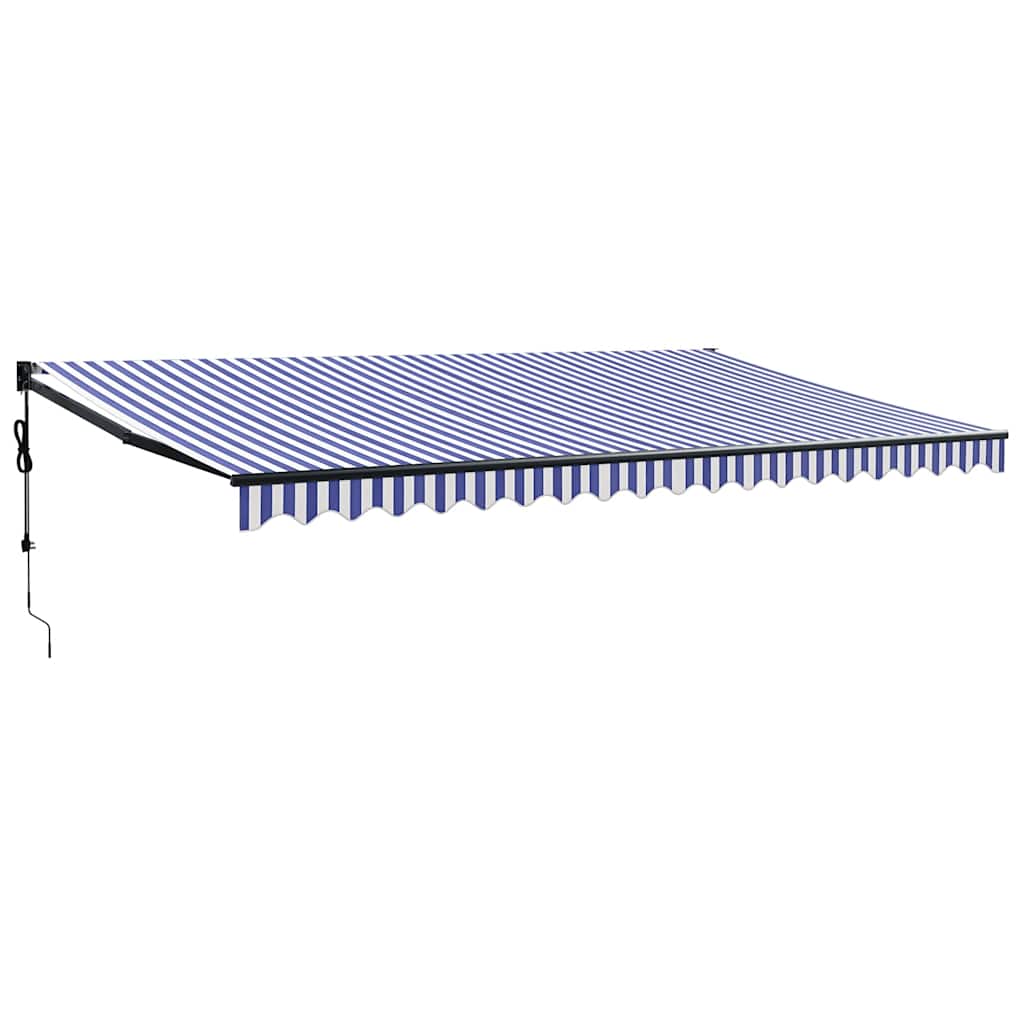 Vidaxl luifel automatisch uitschuifbaar 5x3 m blauw en wit