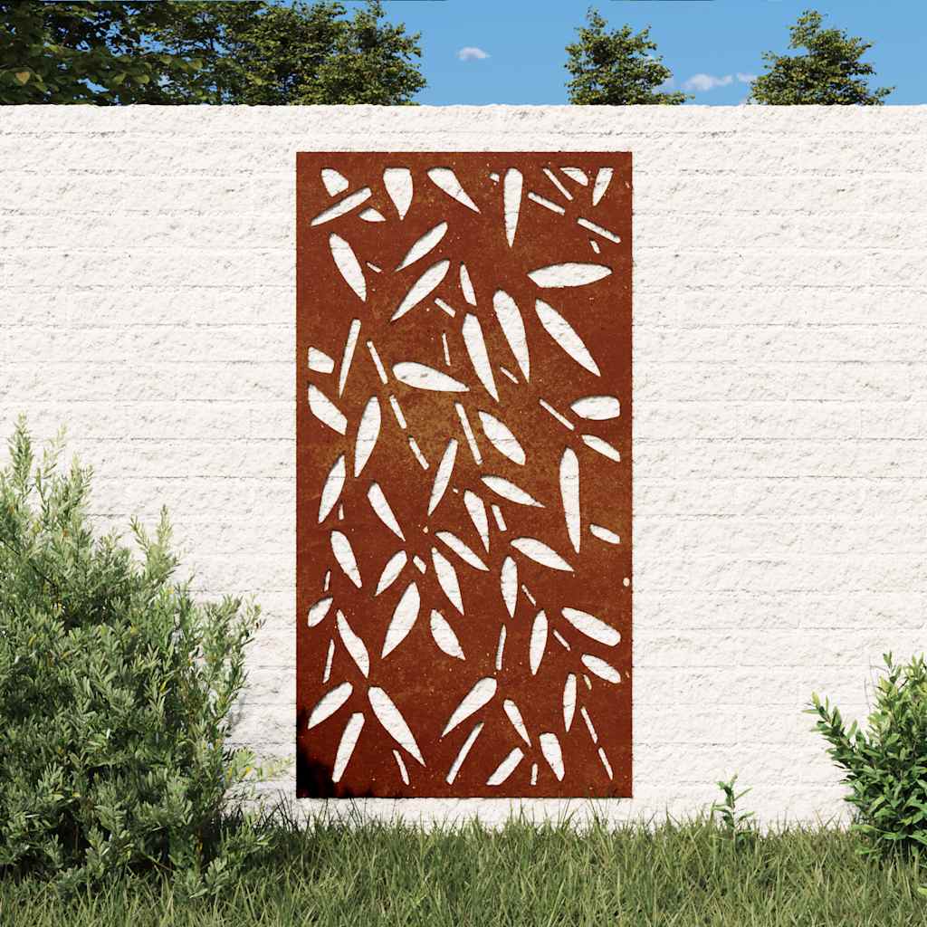 VidaXL Wanddecoratie tuinbladontwerp 105x55 cm cortenstaal