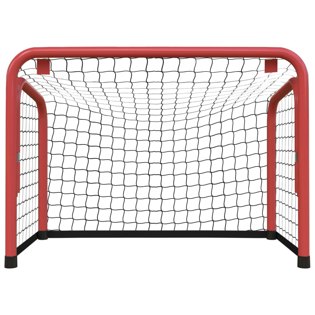 VidaXL Hockeydoel met net 68x32x47 cm staal en polyester rood en zwart