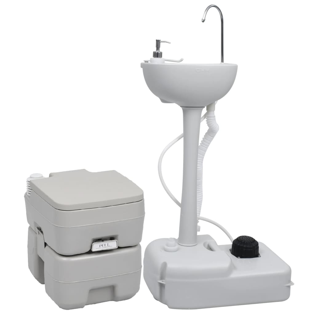 VidaXL Campingtoilet en wasbakset draagbaar