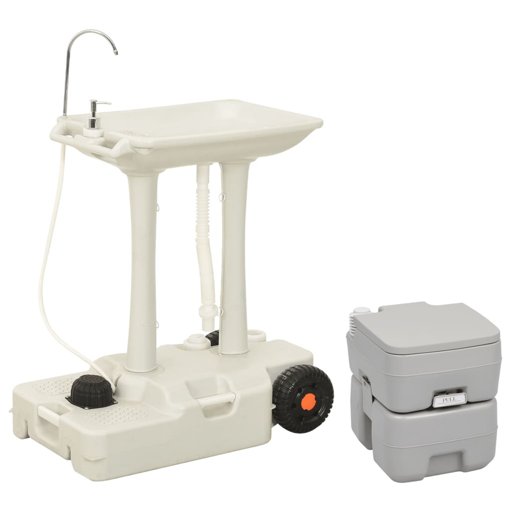VidaXL Campingtoilet en wasbakset draagbaar