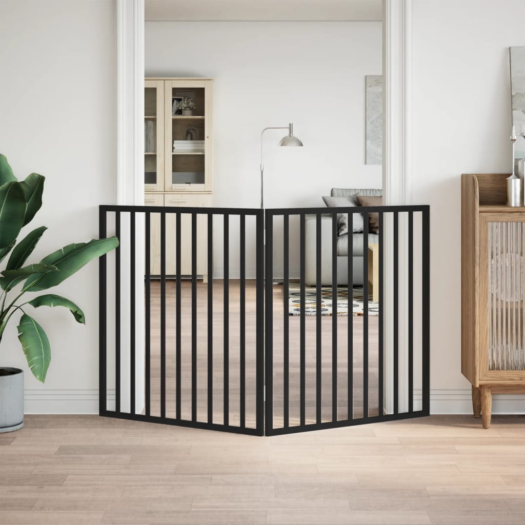 Vidaxl hondenhek opvouwbaar 2 panelen zwart 160 cm populierenhout
