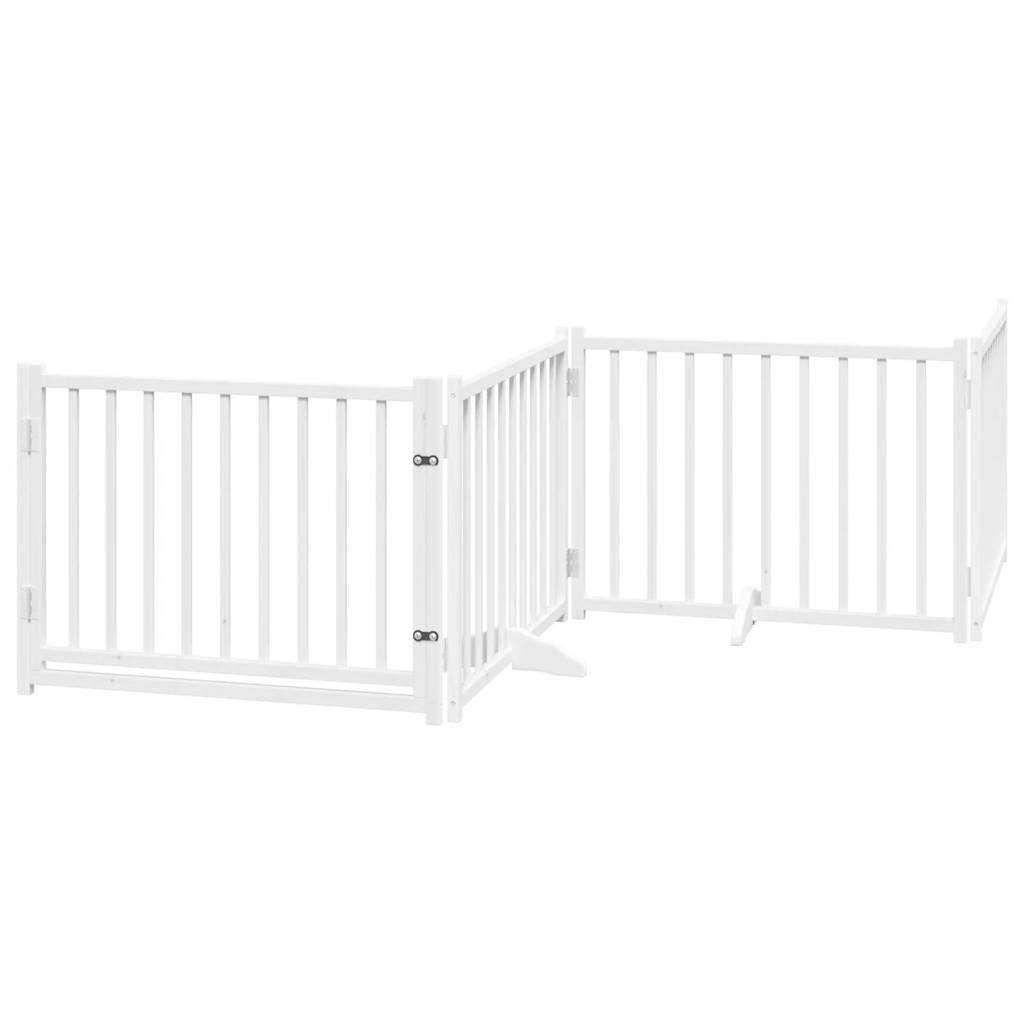 VidaXL Hondenhek inklapbaar 4 panelen 320 cm massief vuurhout wit