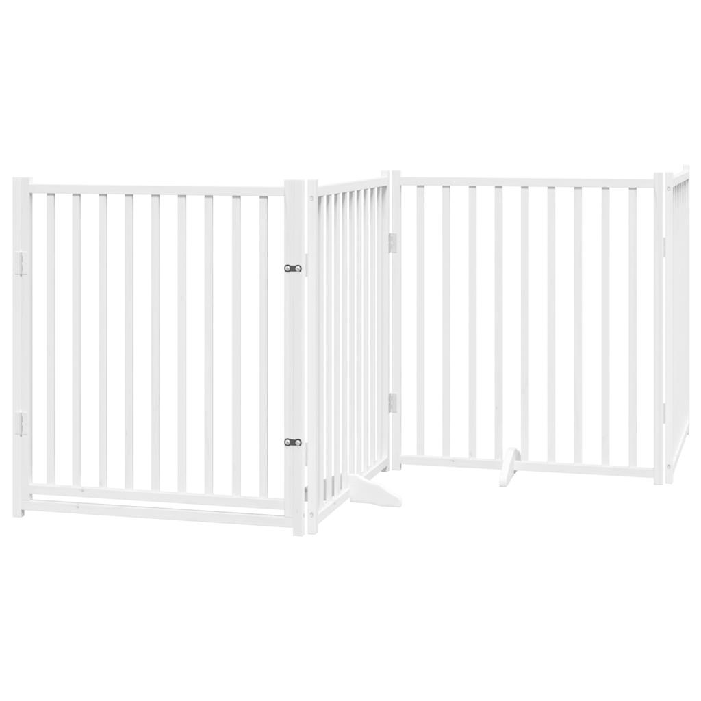VidaXL Hondenhek inklapbaar 4 panelen 320 cm massief vuurhout wit