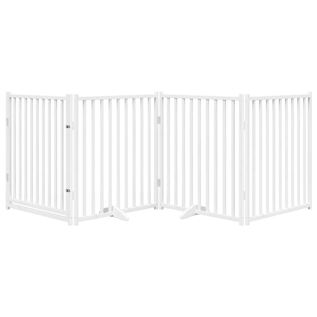 VidaXL Hondenhek inklapbaar 4 panelen 320 cm massief vuurhout wit