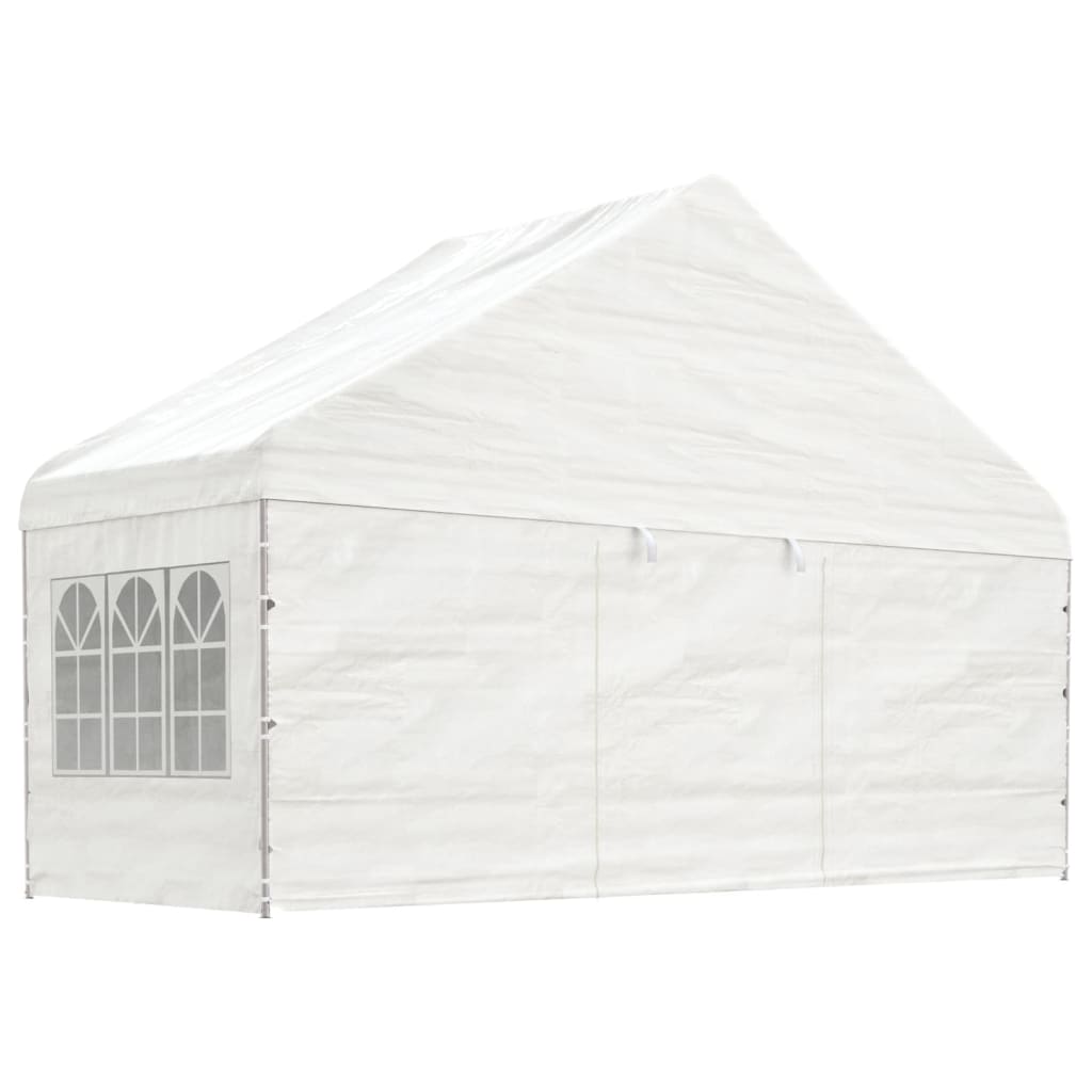 VidaXL Prieel met dak 5,88x2,23x3,75m polyetheen wit