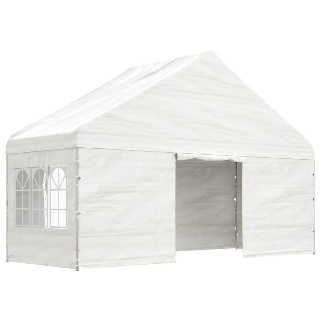 VidaXL Prieel met dak 5,88x2,23x3,75m polyetheen wit