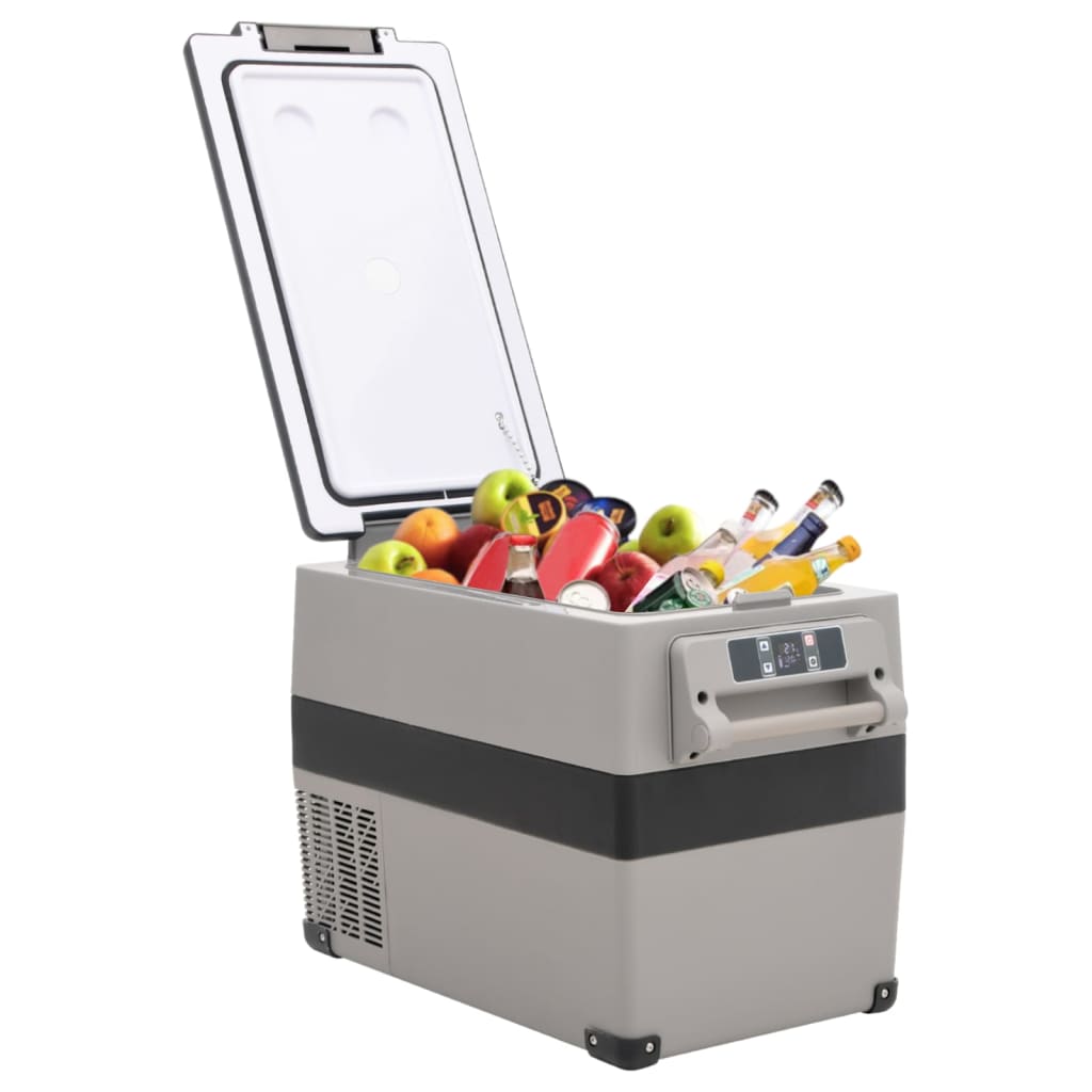 Vidaxl koelbox met handvat en adapter 55 l pp pe zwart en grijs