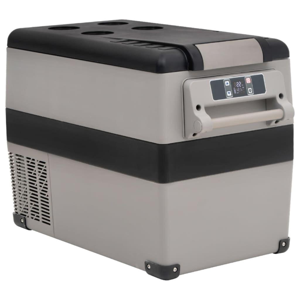 Vidaxl koelbox met handvat en adapter 55 l pp pe zwart en grijs