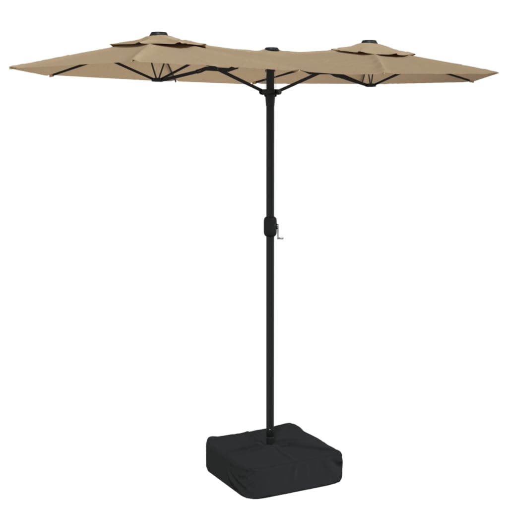 Vidaxl parasol dubbel dak met led's 316x145 cm taupe