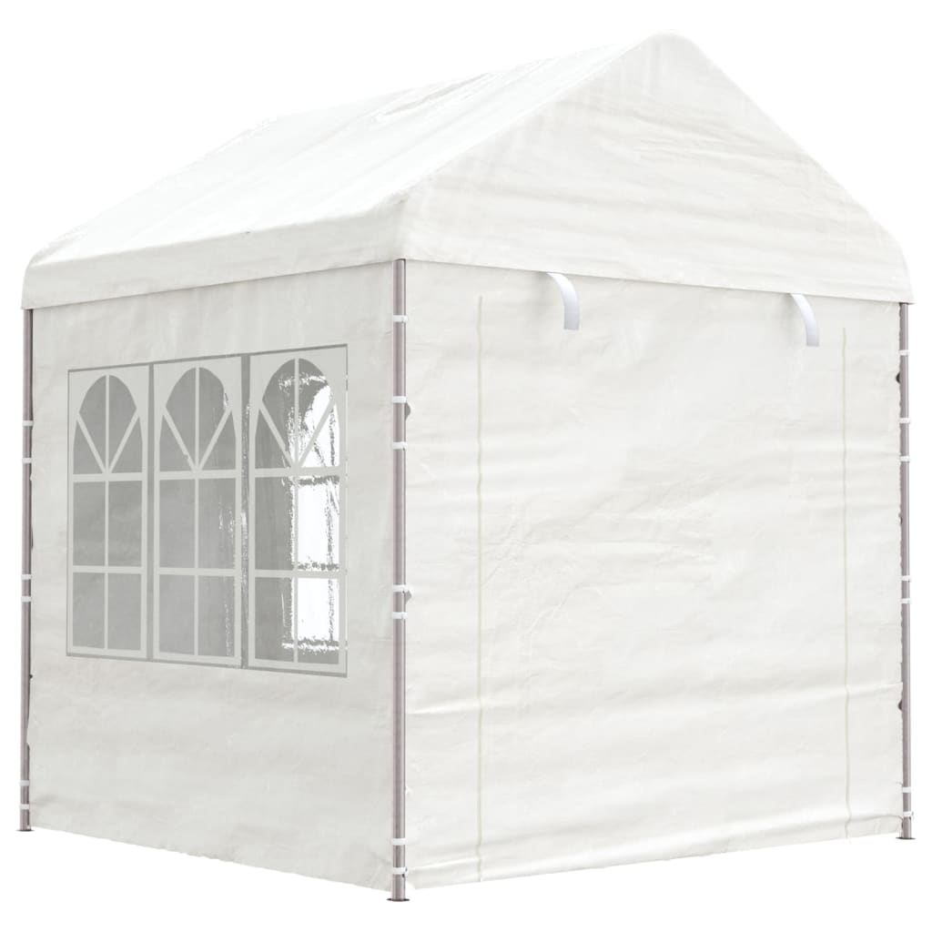 VidaXL Prieel met dak 4,46x2,28x2,69m polyetheen wit