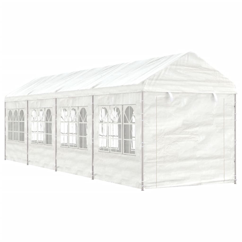 VidaXL Prieel met dak 8,92x2,28x2,69m polyetheen wit