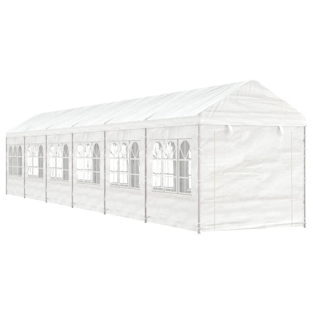 VidaXL Prieel met dak 13,38x2,28x2,69m polyetheen wit