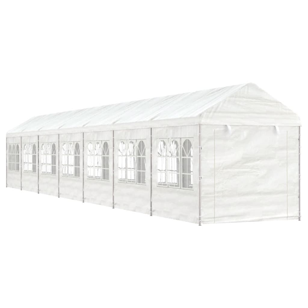 VidaXL Prieel met dak 15,61x2,28x2,69m polyetheen wit