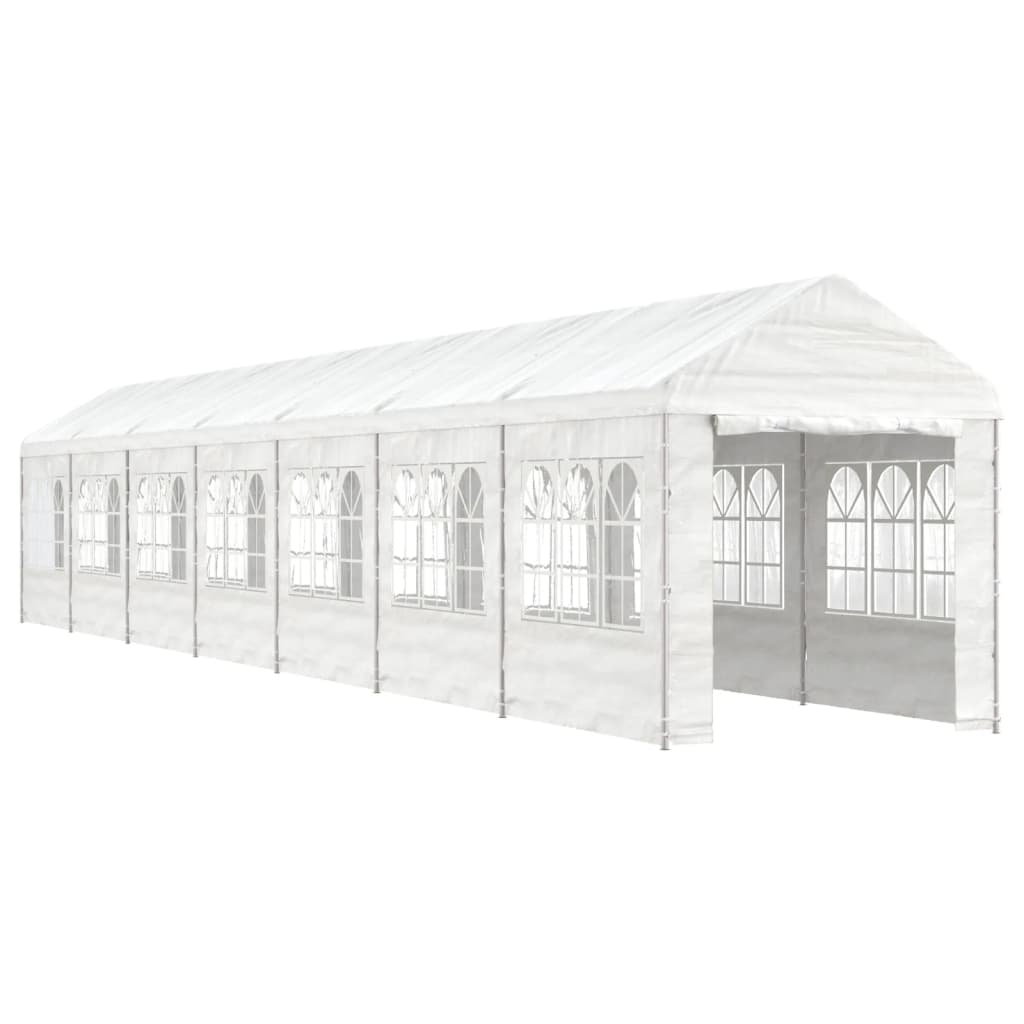 VidaXL Prieel met dak 15,61x2,28x2,69m polyetheen wit